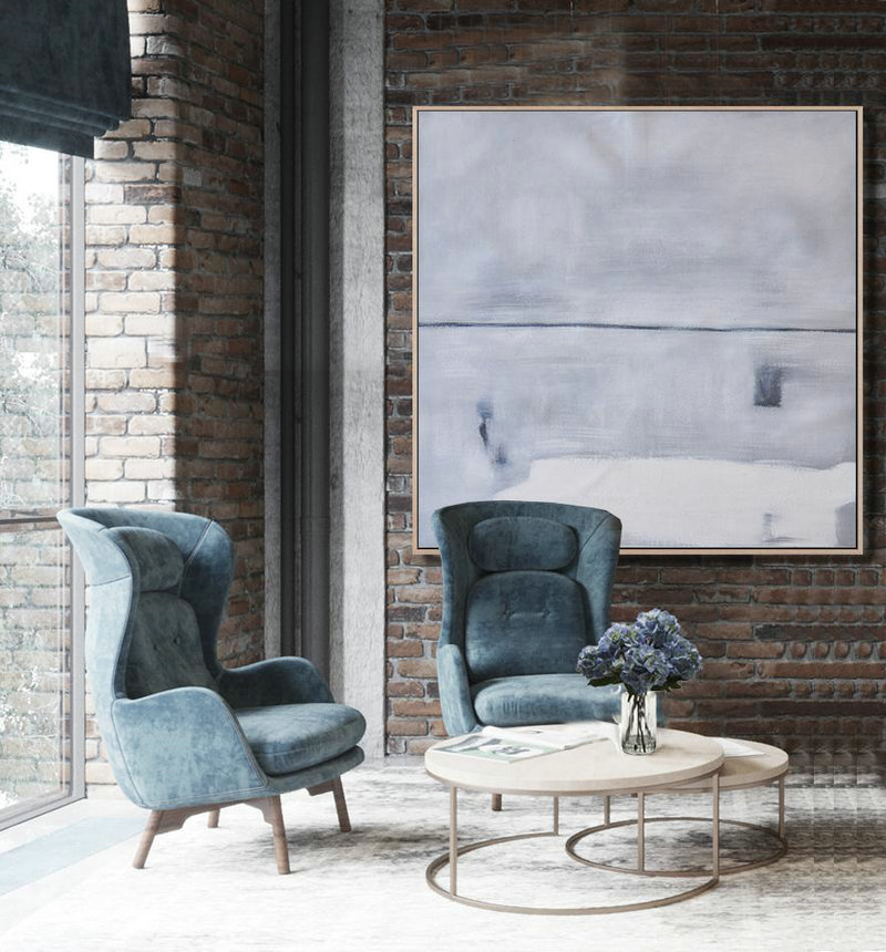Large Abstract Art Handmade Oil Painting,Oversized Minimalist Painting On Canvas,Xl Large Canvas Art,Grey,White,Balck.etc